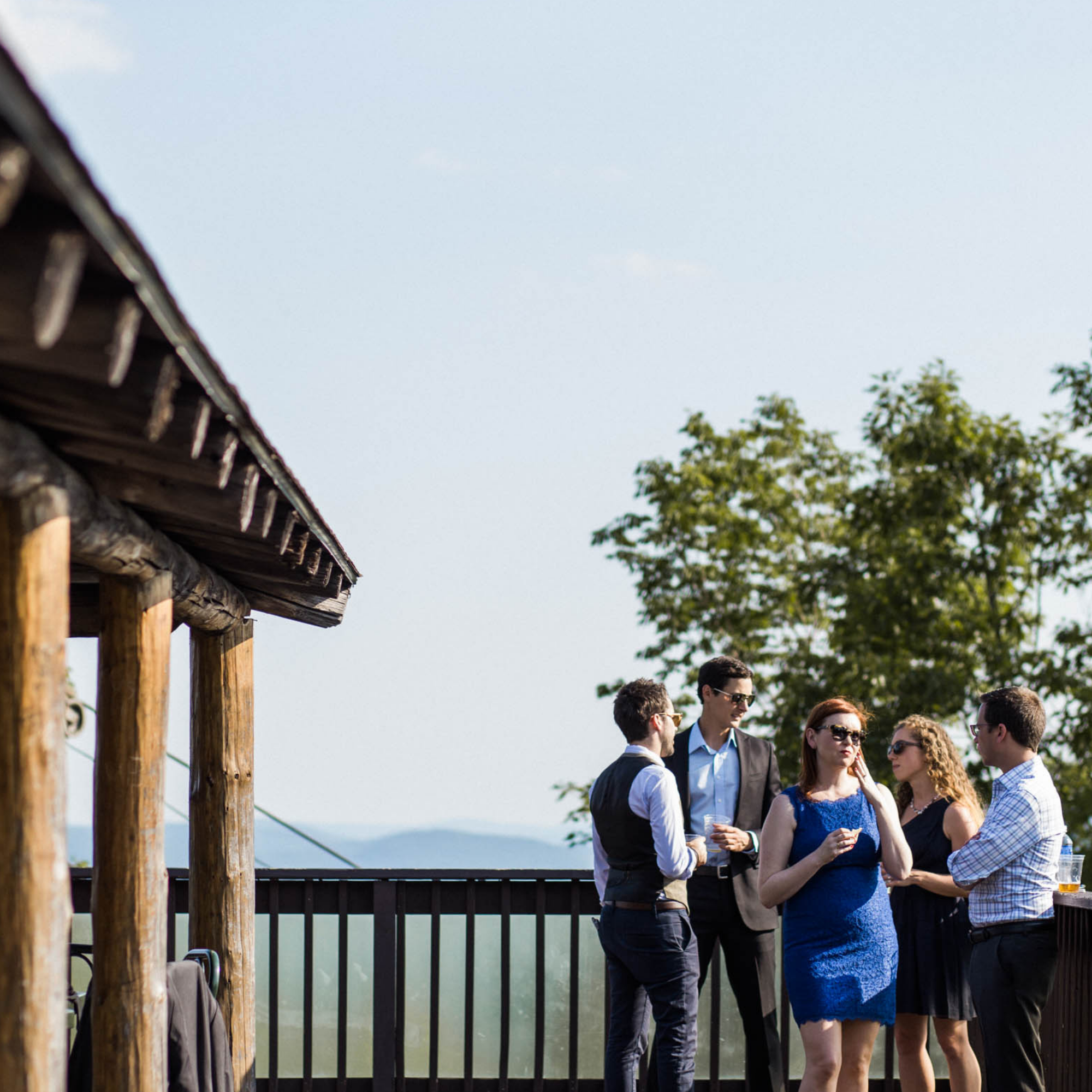 Wedding guests at summit Meister Hut